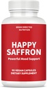 Happy Saffron Supplements, Optimized Organic Saffron Extract, Curcumin & Zinc, Vegan Gluten Free Non-GMO Pills May Support Mood, Focus, Vision, Eye Health for Women & Men 90 Capsules (30 Servings)