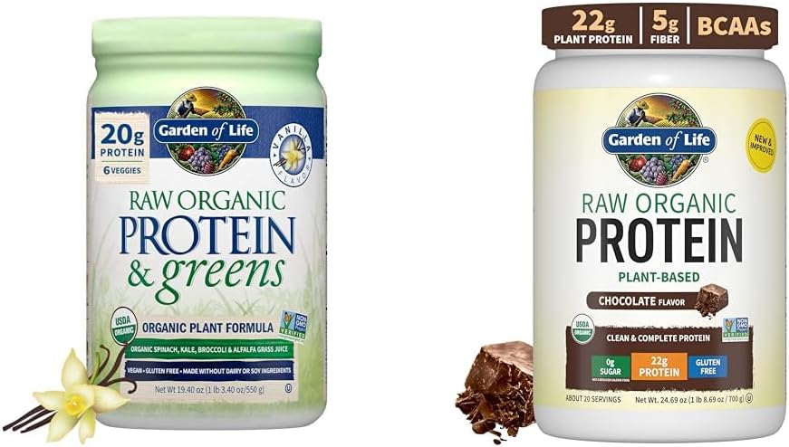 Garden of Life Raw Organic Protein & Greens Vanilla - Vegan Protein Powder for Women and Men & Vegan Protein Powder - 22g Raw Plant Protein, BCAAs, Probiotics & Digestive Enzymes