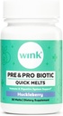 Wink Well Prebiotics and Probiotics, Immune System Booster Dietary Supplement for Digestive Health, Bloating Relief and Support- for Kids and Adults (Huckleberry Flavor, 30 Melts)
