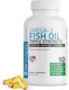 Bronson Omega 3 Fish Oil Triple Strength 2720 mg, High EPA 1250 mg DHA 488 mg, Non-GMO Heavy Metal Tested, 90 Softgels