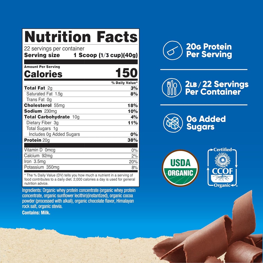 Nutricost Organic Whey Protein Concentrate, Double Chocolate Flavored, (2LBS) - Gluten-Free, Non-GMO