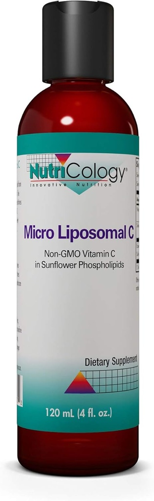 Nutricology Micro Liposomal C 1000mg Supplement - Liquid Vitamin C, Sunflower Phospholipids, Sodium Ascorbate, Organic, Bioavailable - 4 Fl Oz