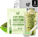 Organic Vegan Protein Powder Sample Pack - Plant-Based Protein, Gluten-Free, Non GMO, 20g Protein Per Serving, Great for Smoothies & Shakes (Matcha, Pack of 8)