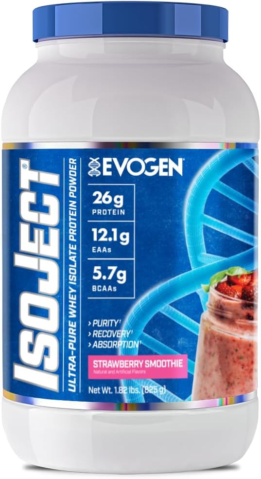Evogen Isoject - Whey Protein Isolate | Ultra-Pure Whey Protein Powder with Ignitor Enzymes, BCAAs, and EAAs | Enhanced Absorption & Recovery | Strawberry Smoothie | 25 Servings