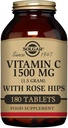 Solgar Vitamin C 1500 mg with Rose Hips, 180 Tablets - Antioxidant & Immune Support - Overall Health - Supports Healthy Skin & Joints - Non GMO, Vegan Gluten Free, Dairy Free, Kosher - 180 Servings