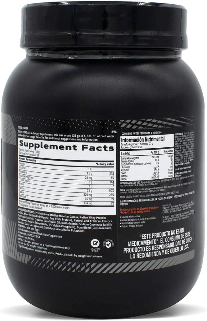 GNC AMP Sustained Protein Blend, Targeted Muscle Building and Exercise Formula, 4 Protein Sources with Rapid & Sustained Release, Gluten Free, Vanilla Milkshake, 28 Servings