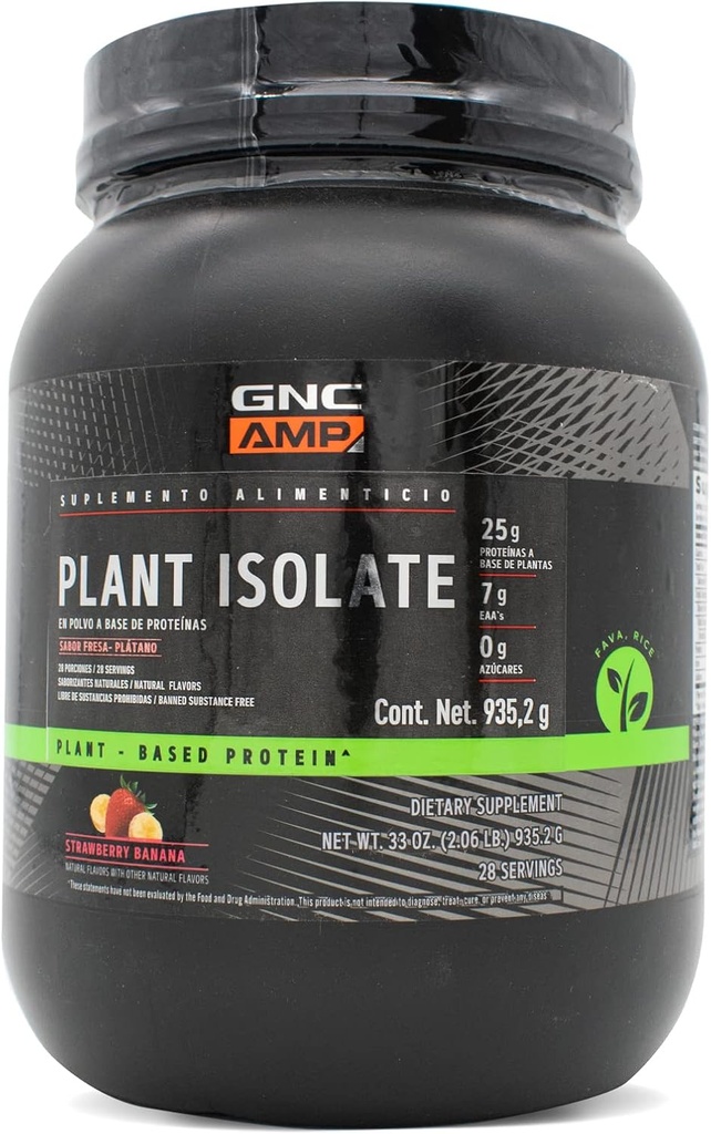 GNC AMP Nature-Based Protein | Vegan Protein for Muscle Growth & Repair | Fuels Athletic Strength & Performance | Strawberry Banana | 28 Servings