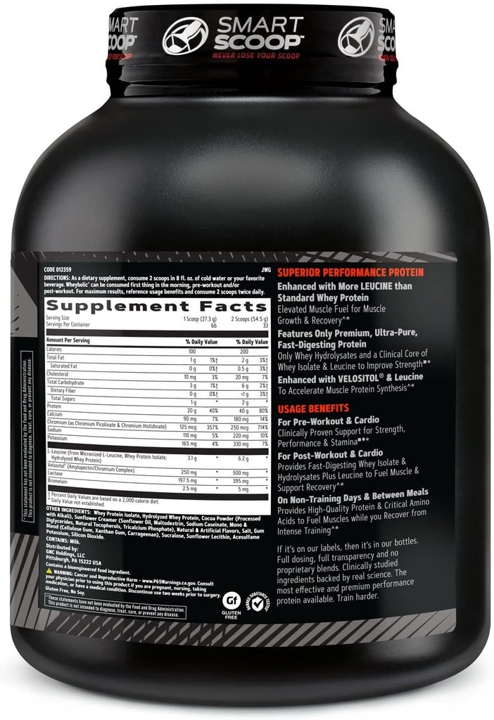 GNC AMP Wheybolic Clinically Proven Protein Powder, 40g Whey Protein, BCAA, Leucine, Increases Muscle Strength, Muscle Building, 3rd Party Tested, Gluten Free, Chocolate Fudge, 33 Servings