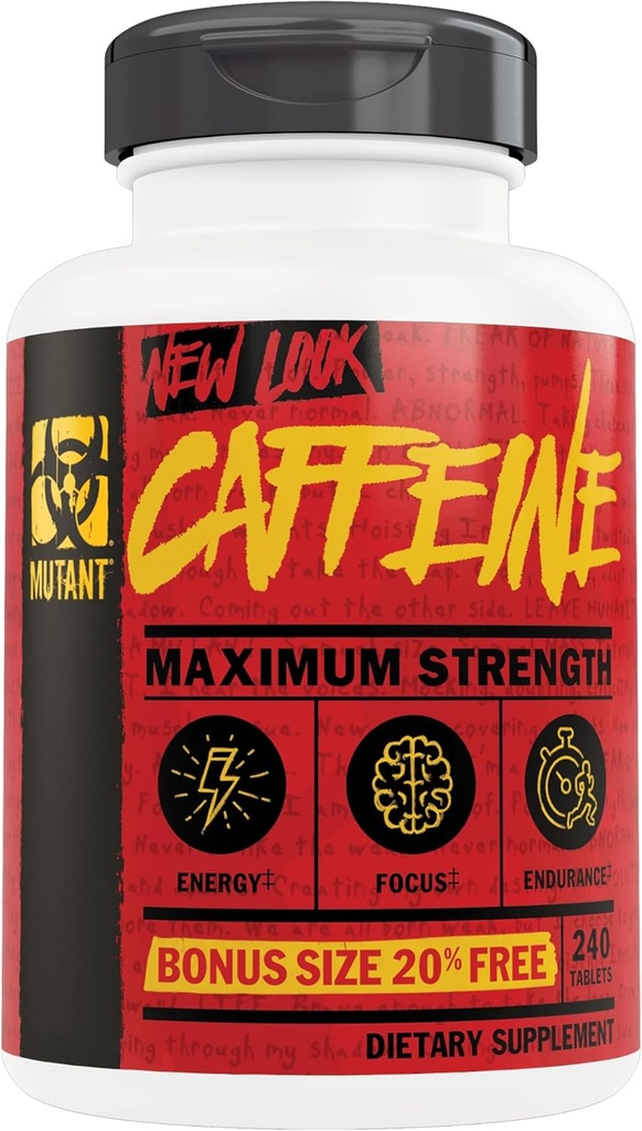 Mutant Caffeine Pills – Pharmaceutical-Grade Pure Caffeine Supplement for Boosting Energy, Focus, Mental Alertness, Performance, & Endurance – Reduces Fatigue & Restores Wakefulness – 240 Tablets