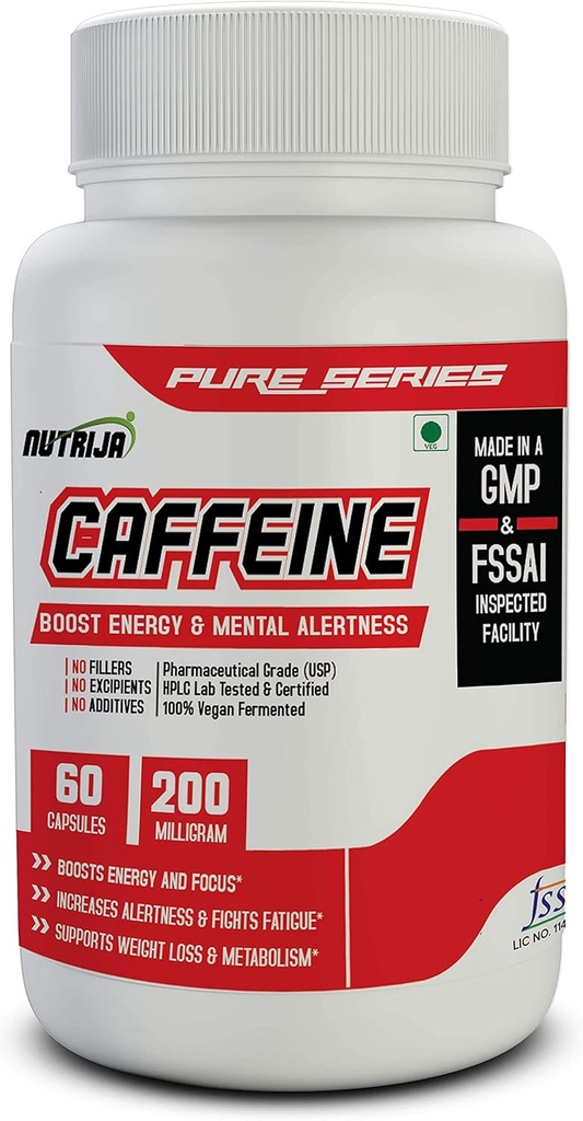 Caffeine 200mg - 60 Capsules | Enhance Mental Focus & Energy