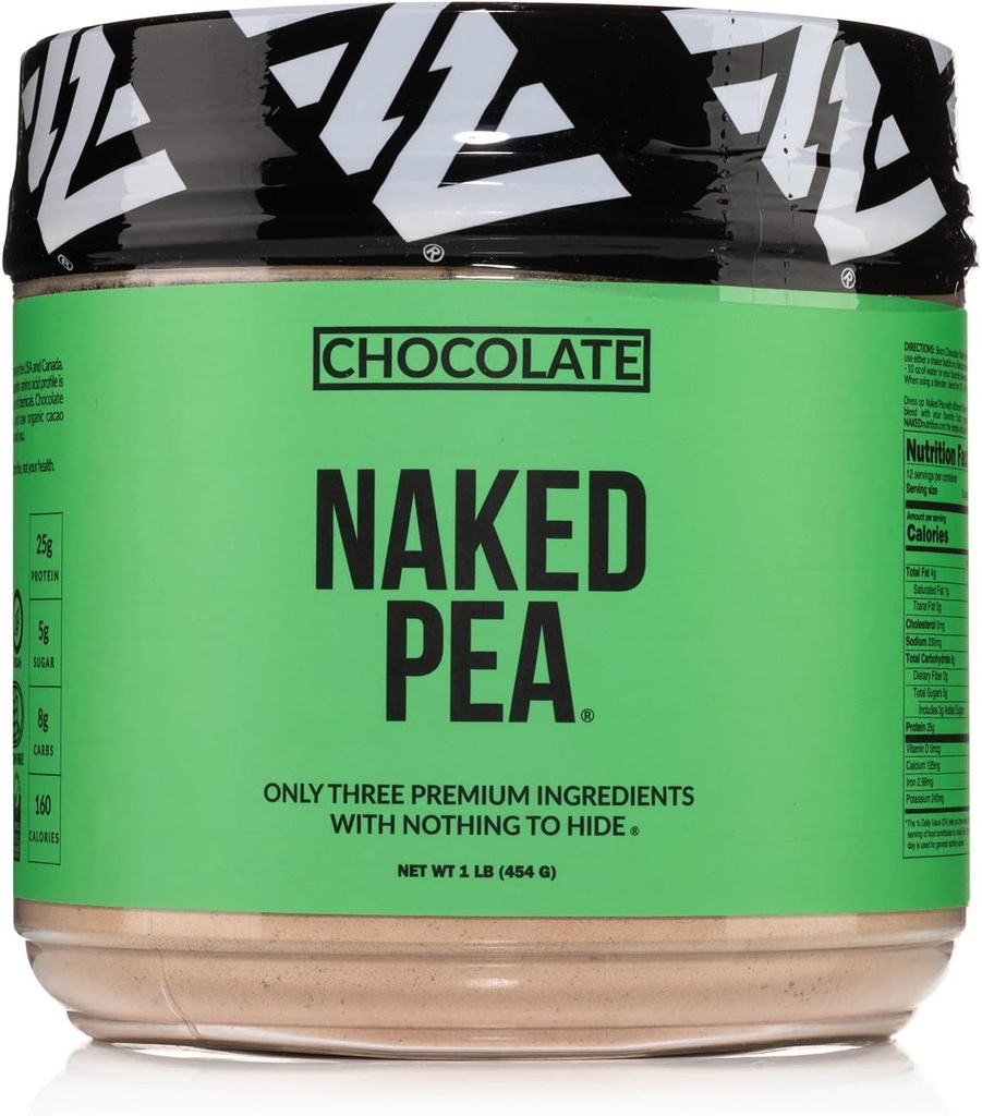 Chocolate Pea Protein Isolate from North American Farms, Only 3 Ingredients, Chocolate Vegan Protein, Gluten-Free, Soy Free, GMO Free - 1LB