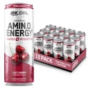 Optimum Nutrition Amino Energy Sparkling Hydration Drink, Electrolytes, Caffeine, Amino Acids, BCAAs, Sugar Free, Juicy Cherry, 12 Fl Oz, 12 Pack (Packaging May Vary)