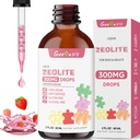 Zeolite Detox for Kids & Adults, 300 mg Zeolite Clinoptilolite Liquid with Vitamin B12 & D3, Vitamin C & Zinc Gluconate, Immune Support & Gut Health, Natural Strawberry Flavor, 2 Fl Oz