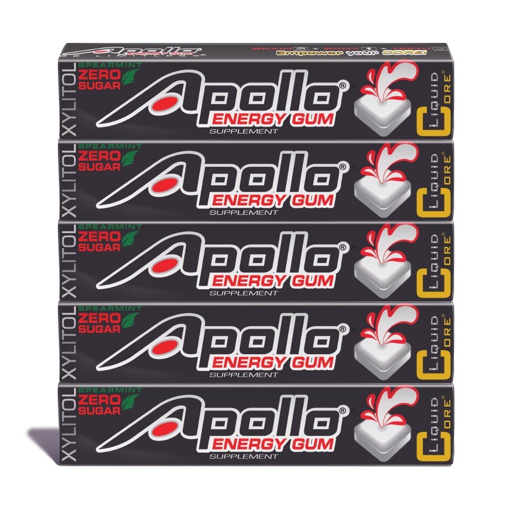 Apollo Energy Gum - Natural Caffeine, Sugar-Free (5 Packs)