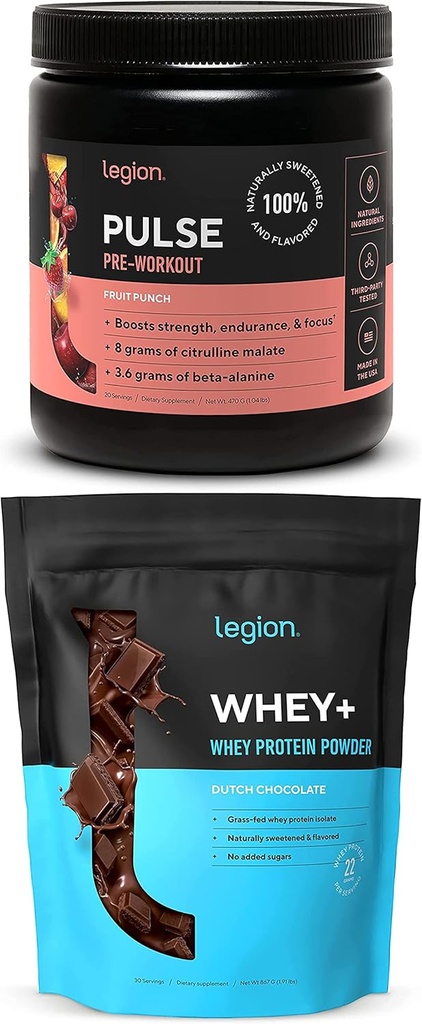 Legion Pulse Pre Workout & Whey Protein Powder
