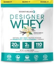 Designer Wellness, Designer Whey, Natural Whey Protein Powder with Probiotics, Fiber, and Key B-Vitamins for Energy, Gluten-Free, French Vanilla, 2 lb