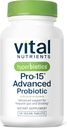 Hyperbiotics Vital Nutrients Pro-15 Advanced Probiotics for Women and Men | 15 Strains + Kiwifruit | Clinically Studied Daily Probiotics for Digestive Health, Gas, & Bloating | 30 Vegan Tablets