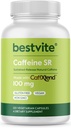 BESTVITE Caffeine 100mg SR (120 Vegetarian Capsules) - Sustained Release - Vegan - Non GMO - Gluten Free - Natural Caffeine Pills