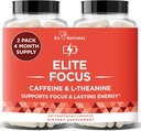 Elite Caffeine Pills with L-Theanine – Jitter-Free Focused Energy Supplements – Clean & Natural Nootropic Stack for Smart Cognitive Performance – 240 Soft Capsules