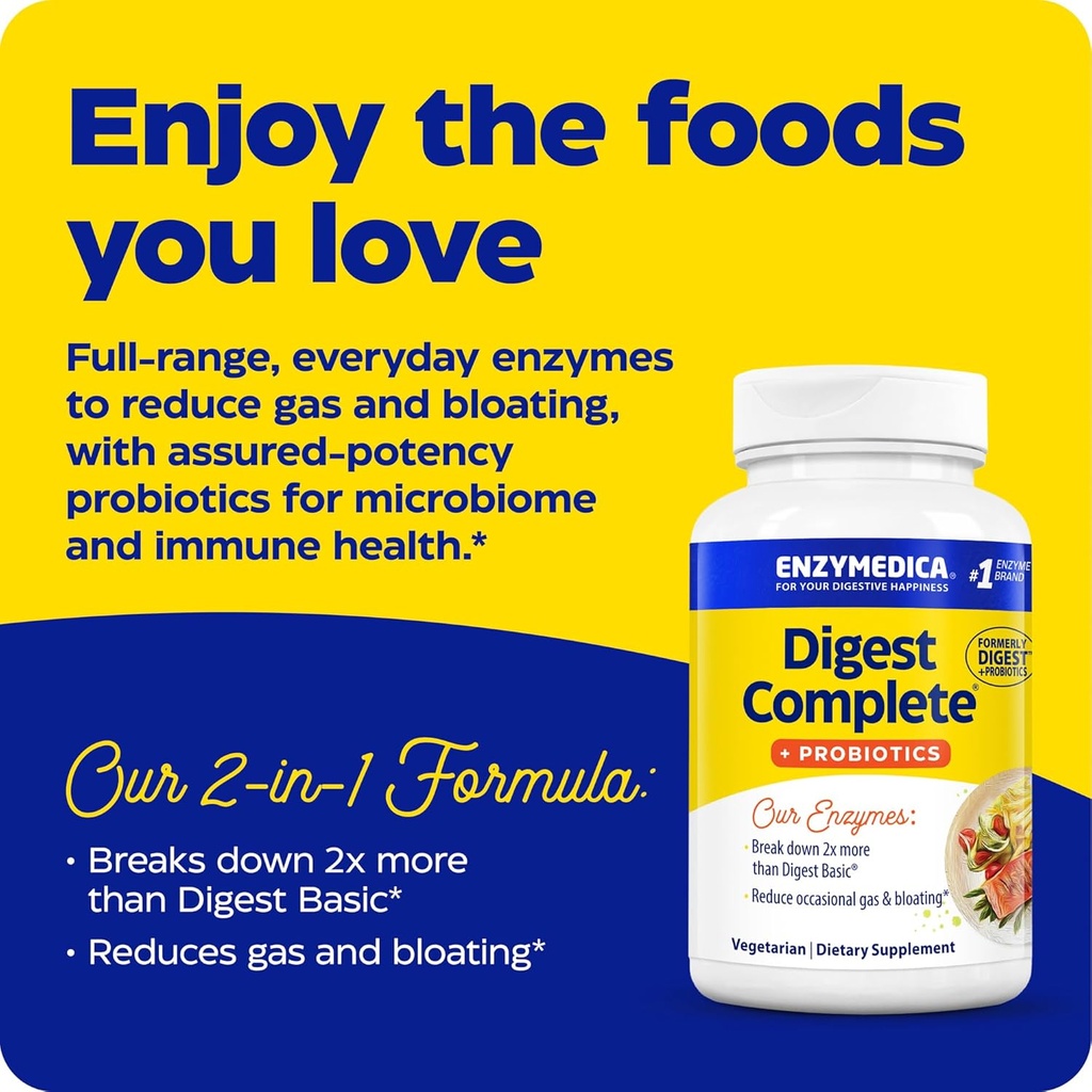 Digest Complete + Probiotics - Enzymedica - 90 Capsules
