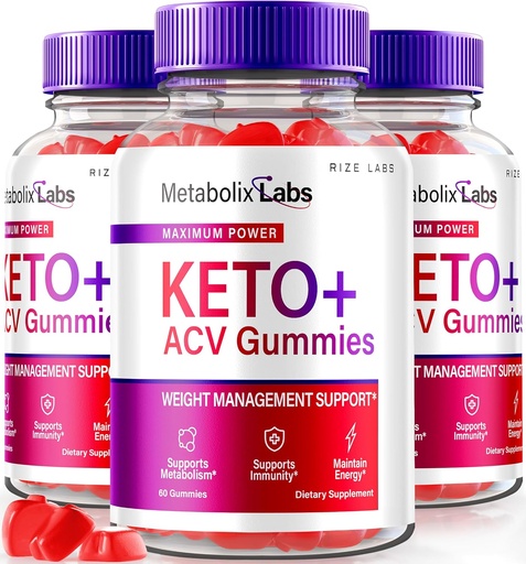 '- Metabolix Labs Keto Plus ACV Gummies - Weight Management Support Apple Cider Vinegar Supplement (180 Gummies)